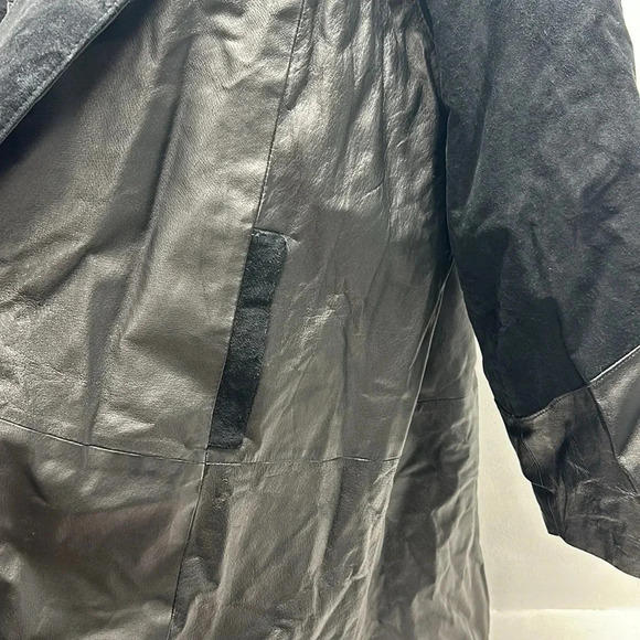 Suede Jacket Coat Pure Leather Heavyweight Open Front Black Women's Plus Size 2X - Picture 7 of 11